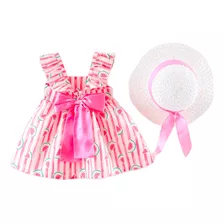 Conjunto Infantil Menina Melancia Primavera Verão Com Chapéu