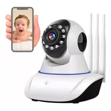 Câmera Ip Wifi Robozinho Babá Eletrônica Hd Com 3 Antenas Cor Branco