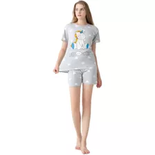 Pijama Mujer Conjunto Polera Manga Corta Con Short. 8512-1