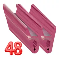 48 Prendedores Plástico Para Roupa Pregador Colorido Rosa 