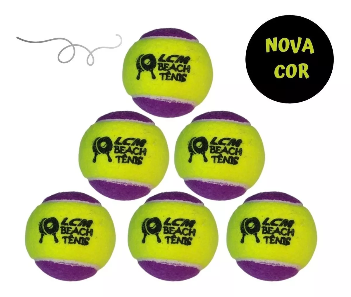 Bola Beach Tennis Bolinha Roxa/amarela Tênis  Lcm Kit 6 Un.