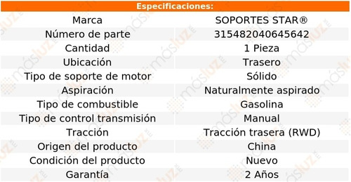 1) Soporte Motor Tras Toyota Starlet 1.3l L4 81/84 Foto 2