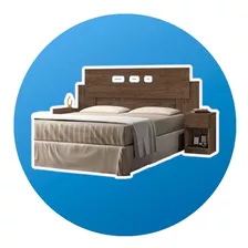 Cabeceira Flex Cama Box 2 Mesas De Apoio Mocacino Queen Casa