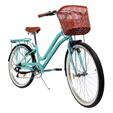 Bicicleta Apache Glam 6 Vel Canastilla R-26 Color Turquesa