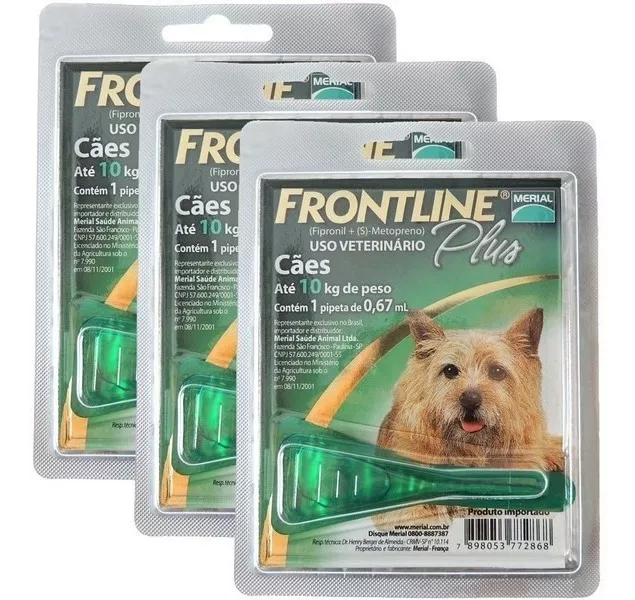 Combo Frontline Cães Plus Até 10kg - 3 Unidades