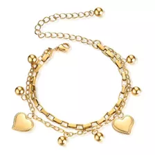 Pulsera Dorada De Mujer Bañado En Oro