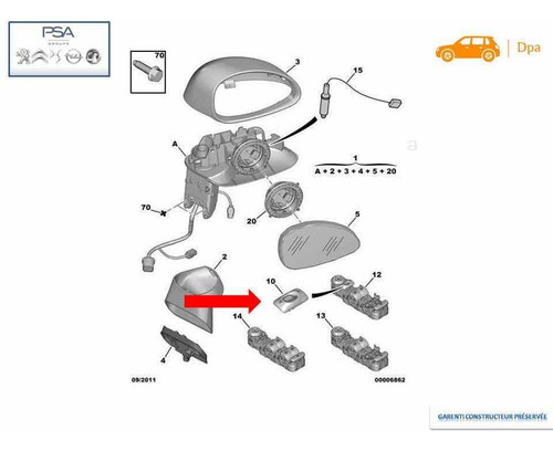 Boton Comando Espejo Citroen C4 2007-2011 Original Foto 3