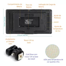 Painel De Led 30w 416 Leds Para Câmeras E Filmadoras Cor Da Estrutura Preto Cor Da Luz Branco-quente