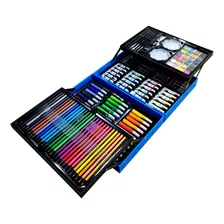 Kit Dibujo 145 Piezas Maleta Doble Piso Set Para Crear Wj-10