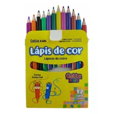 Lápis De Cor Mini Com 12 Cores Hexagonal 10000 Make+ - 12un