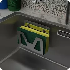 Porta Esponja De Pia Inox Com Ventosa Suporte Bucha ELG