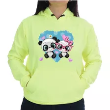 Blusa Moletom Feminina Canguru Casual Casal Panda Lançamento