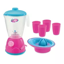 Kit Liquidificador Infantil, Espremedor E Copos. Cor Rosa