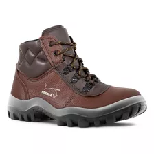 Bota Botina De Trabalho Marrom Couro Bico Composite Ca32494