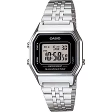 Relógio Casio Feminino La680 Prata/preto Mini Retrô