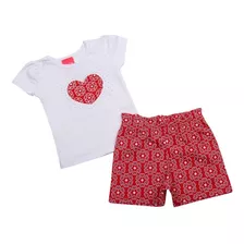 Conjunto Bebê Menina Kely Kety Blusa Manga Curta E Short Est