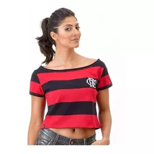 Blusa Cropped Flamengo Gold Listrado Vermelho