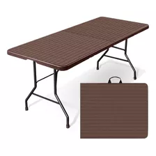 Mesa Plegable Portafolio Resistente Jardín Rattan 1.8 Metros