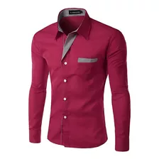 Camisa Manga Larga Elegante Diseño Nacbon Vinotinto