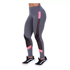 Legging Fitness Feminina Poliamida Recortes Tela E Neon Orbi