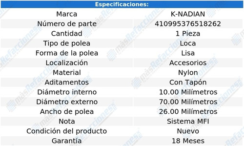 Polea Banda Nylon Lisa K-nadian Amanti V6 3.8l 07 Al 09 Foto 3