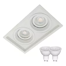 Luminária De Embutir Dicroica Dupla + Led Quente Neutro Frio