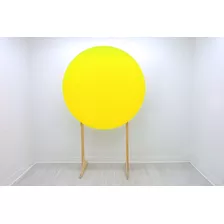 Painel Redondo Decoração Cores Lisas Em Tecido - 1,5x1,5m Cor Amarelo