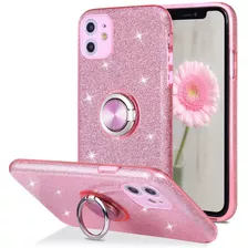 Funda Para iPhone 11 - Rosa Con Brillos Y Soporte