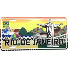 Placa Carro Decoração Lembrança Rio De Janeiro Cristo Praia