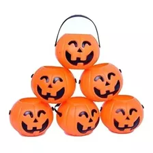 Mini Balde Halloween Abobora Laranja Festas Comemorações 6un