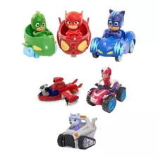 Patrulha Canina Pj Masks Kit 6 Carrinhos Brinquedo Fricção