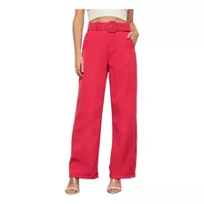 Calça Pantalona Alfaiataria Com Cinto Feminino Flare Top 