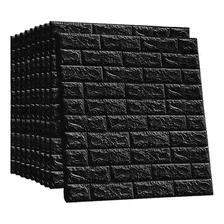 Kit 20 Painel 3d Tijolo Auto Adesivo 77 X 70 Cm Cor Preto