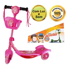Patinete Scooter Até 35kg Brinquedo Musical Luzes - Rosa.