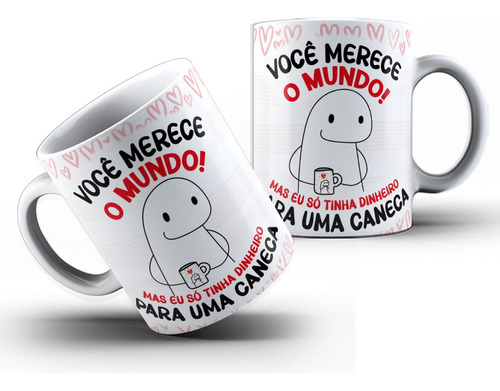 Caneca 325ml Namorados Meme Flork Cerâmina Envio Imediato