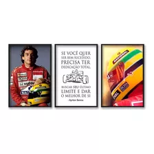 Quadro Decorativo Ayrton Senna Frase Motivacional Capacete