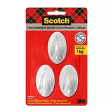 Gancho Adesivo 1kg Branco Scotch 3 Peças