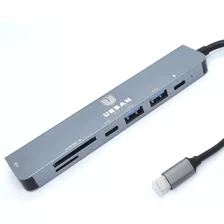 Hub 7 Em 1 Hdmi 4k Usb 3.0 Usb-c Tf Sd Pd Urban Gate Cor Cinza