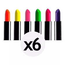 Lapiz Labial Fluo Neón Fluorescente Brilla Uv Luz Negra X 6