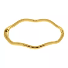 Pulseira Feminina Bracelete Ondulado Liso Folheado Ouro 18k Comprimento 19 Cm Cor Dourado Diâmetro 6.5 Cm