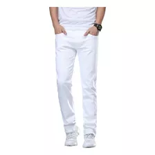 Pantalones De Mezclilla De Elasticidad Recta Para Hombre, Ro