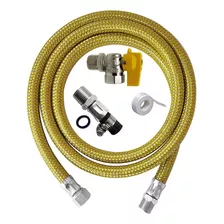 Kit Gas Encanado Mangueira 1,5mt+registro+adaptador Macho