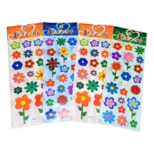 Kit C/12 Cartelas Stickers Adesivos Decorativos - Flores
