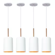 Kit 4 Luminária Pendente Veneza Branco Iluminar Ambiente