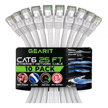 Paquete De 10 Cables Ethernet Gearit Cat 6 Cat6 Snagless Pat