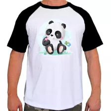Camiseta Raglan Estampa Animais Urso Panda Fofo 86