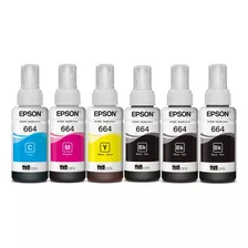 Kit X6 Tinta Epson 664, L120 L210 L220 L350 L450 L575 L555