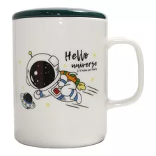 Taza De Porcelana Con Tapa Astronauta/planetas 11249