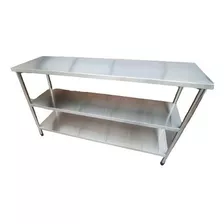 Bancada Mesa Inox Industrial 2 Prateleiras 190x60x90