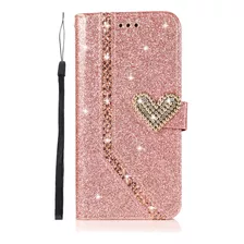 Funda De Piel Tipo Cartera Para iPhone Bling Glitter